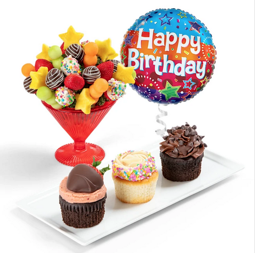 Birthday Dipped Fruit & Cupcake Gift Set