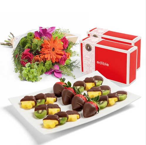 Flowers & Chocolate-Covered Fruit (20 count)